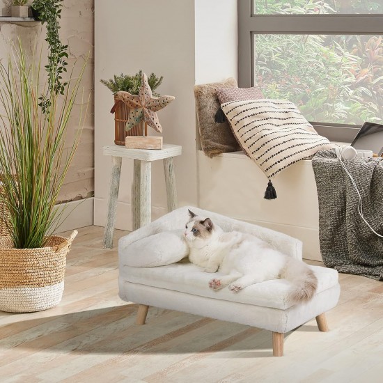 BingoPaw Luxury Cat Sofa, Pet Sofa with Backrest, Plush Cushion, Wooden Legs, Dog Sofa for Small Dogs, Relaxing Chair, Cat Chair for Large Cats, 70 x 40 x 39 cm, Beige BingoPaw Luxury Cat Sofa, Pet Sofa with Backrest, Plush Cushion, Wooden Legs, Dog Sofa for Small Dogs, Relaxing Chair, Cat Chair for Large Cats, 70 x 40 x 39 cm, Beige