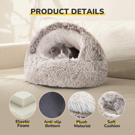 CATISM Cat Bed Washable Cat Sleeping Place for Cats Plush Pet Cat Pillow Cat Cushion Fluffy Kitten Puppy Cuddly Bed Pet Bed Grey CATISM Cat Bed Washable Cat Sleeping Place for Cats Plush Pet Cat Pillow Cat Cushion Fluffy Kitten Puppy Cuddly Bed Pet Bed Grey