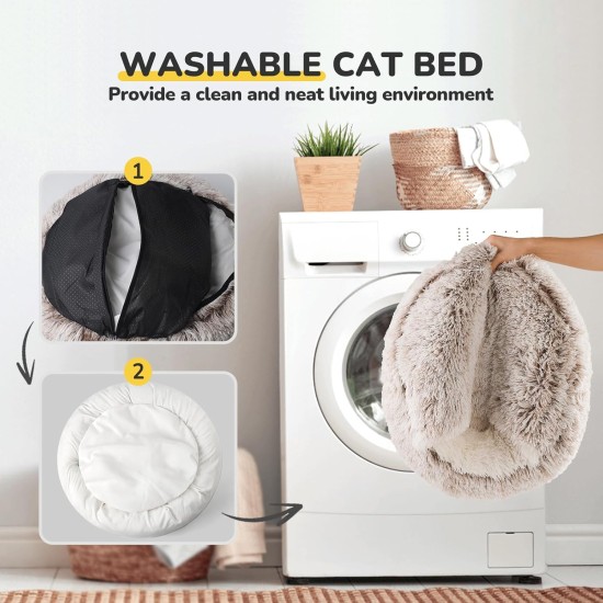 CATISM Cat Bed Washable Cat Sleeping Place for Cats Plush Pet Cat Pillow Cat Cushion Fluffy Kitten Puppy Cuddly Bed Pet Bed Grey CATISM Cat Bed Washable Cat Sleeping Place for Cats Plush Pet Cat Pillow Cat Cushion Fluffy Kitten Puppy Cuddly Bed Pet Bed Grey