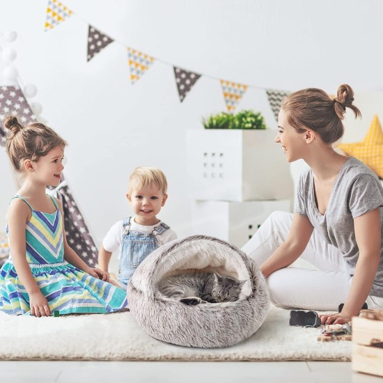 CATISM Cat Bed Washable Cat Sleeping Place for Cats Plush Pet Cat Pillow Cat Cushion Fluffy Kitten Puppy Cuddly Bed Pet Bed Grey CATISM Cat Bed Washable Cat Sleeping Place for Cats Plush Pet Cat Pillow Cat Cushion Fluffy Kitten Puppy Cuddly Bed Pet Bed Grey