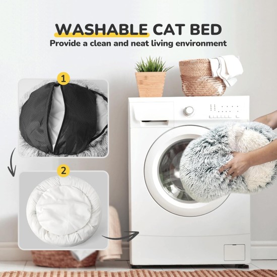 CATISM Cat Bed Washable Cat Sleeping Place for Cats Plush Pet Cat Pillow Cat Cushion Fluffy Kitten Puppy Cuddly Bed Pet Bed Grey CATISM Cat Bed Washable Cat Sleeping Place for Cats Plush Pet Cat Pillow Cat Cushion Fluffy Kitten Puppy Cuddly Bed Pet Bed Grey