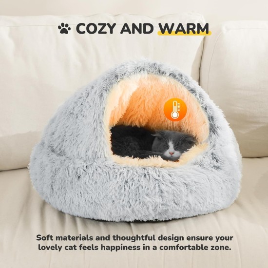 CATISM Cat Bed Washable Cat Sleeping Place for Cats Plush Pet Cat Pillow Cat Cushion Fluffy Kitten Puppy Cuddly Bed Pet Bed Grey CATISM Cat Bed Washable Cat Sleeping Place for Cats Plush Pet Cat Pillow Cat Cushion Fluffy Kitten Puppy Cuddly Bed Pet Bed Grey