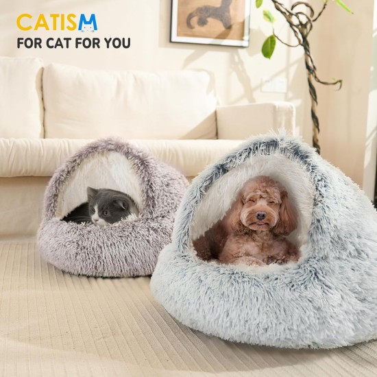 CATISM Cat Bed Washable Cat Sleeping Place for Cats Plush Pet Cat Pillow Cat Cushion Fluffy Kitten Puppy Cuddly Bed Pet Bed Grey CATISM Cat Bed Washable Cat Sleeping Place for Cats Plush Pet Cat Pillow Cat Cushion Fluffy Kitten Puppy Cuddly Bed Pet Bed Grey