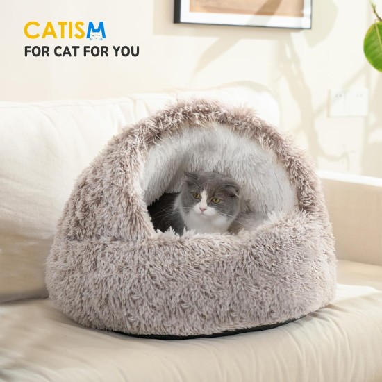 CATISM Cat Bed Washable Cat Sleeping Place for Cats Plush Pet Cat Pillow Cat Cushion Fluffy Kitten Puppy Cuddly Bed Pet Bed Grey CATISM Cat Bed Washable Cat Sleeping Place for Cats Plush Pet Cat Pillow Cat Cushion Fluffy Kitten Puppy Cuddly Bed Pet Bed Grey