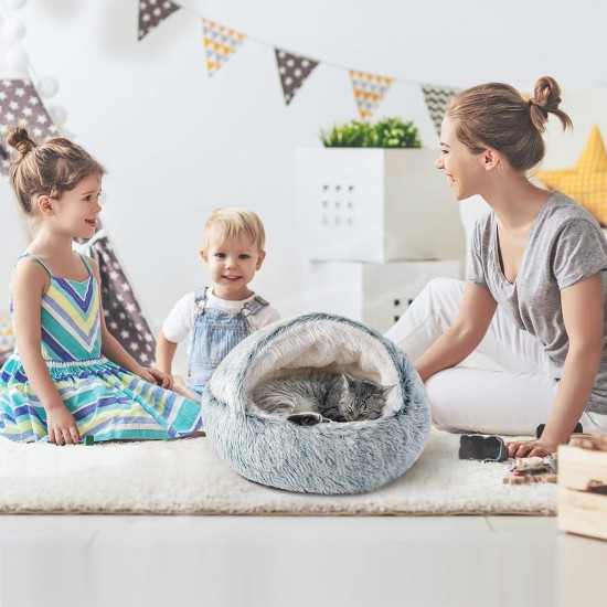 CATISM Cat Bed Washable Cat Sleeping Place for Cats Plush Pet Cat Pillow Cat Cushion Fluffy Kitten Puppy Cuddly Bed Pet Bed Grey CATISM Cat Bed Washable Cat Sleeping Place for Cats Plush Pet Cat Pillow Cat Cushion Fluffy Kitten Puppy Cuddly Bed Pet Bed Grey