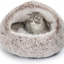 CATISM Cat Bed Washable Cat Sleeping Place for Cats Plush Pet Cat Pillow Cat Cushion Fluffy Kitten Puppy Cuddly Bed Pet Bed Coffee Brown CATISM Cat Bed Washable Cat Sleeping Place for Cats Plush Pet Cat Pillow Cat Cushion Fluffy Kitten Puppy Cuddly Bed Pet Bed Coffee Brown