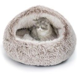 CATISM Cat Bed Washable Cat Sleeping Place for Cats Plush Pet Cat Pillow Cat Cushion Fluffy Kitten Puppy Cuddly Bed Pet Bed Coffee Brown CATISM Cat Bed Washable Cat Sleeping Place for Cats Plush Pet Cat Pillow Cat Cushion Fluffy Kitten Puppy Cuddly Bed Pet Bed Coffee Brown