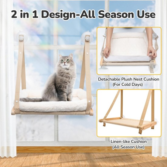 CATISM Foldable Cat Window Lounger with Cushion up to 20 kg, Cat Hammock Window Seat, Cat Window Hammocks Bed for Indoor Cats, Large Cats Perch with Sturdy Suction Cup (50 x 38 cm) CATISM Foldable Cat Window Lounger with Cushion up to 20 kg, Cat Hammock Window Seat, Cat Window Hammocks Bed for Indoor Cats, Large Cats Perch with Sturdy Suction Cup (50 x 38 cm)