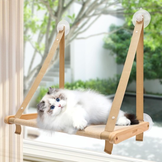 CATISM Foldable Cat Window Lounger with Cushion up to 20 kg, Cat Hammock Window Seat, Cat Window Hammocks Bed for Indoor Cats, Large Cats Perch with Sturdy Suction Cup (50 x 38 cm) CATISM Foldable Cat Window Lounger with Cushion up to 20 kg, Cat Hammock Window Seat, Cat Window Hammocks Bed for Indoor Cats, Large Cats Perch with Sturdy Suction Cup (50 x 38 cm)