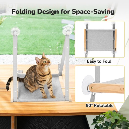 CATISM Foldable Cat Window Lounger with Cushion up to 20 kg, Cat Hammock Window Seat, Cat Window Hammocks Bed for Indoor Cats, Large Cats Perch with Sturdy Suction Cup (50 x 38 cm) CATISM Foldable Cat Window Lounger with Cushion up to 20 kg, Cat Hammock Window Seat, Cat Window Hammocks Bed for Indoor Cats, Large Cats Perch with Sturdy Suction Cup (50 x 38 cm)