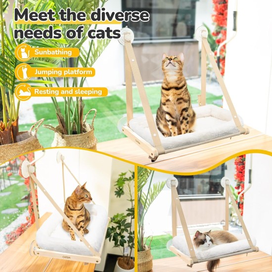 CATISM Foldable Cat Window Lounger with Cushion up to 20 kg, Cat Hammock Window Seat, Cat Window Hammocks Bed for Indoor Cats, Large Cats Perch with Sturdy Suction Cup (50 x 38 cm) CATISM Foldable Cat Window Lounger with Cushion up to 20 kg, Cat Hammock Window Seat, Cat Window Hammocks Bed for Indoor Cats, Large Cats Perch with Sturdy Suction Cup (50 x 38 cm)