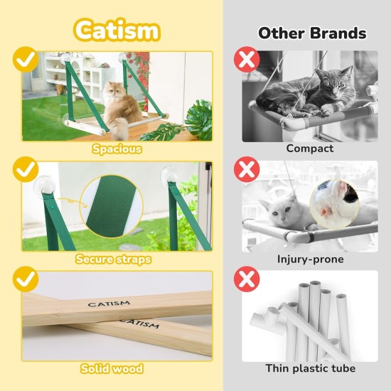 CATISM Foldable Cat Window Lounger with Cushion up to 20 kg, Cat Hammock Window Seat, Cat Window Hammocks Bed for Indoor Cats, Large Cats Perch with Sturdy Suction Cup (50 x 38 cm) CATISM Foldable Cat Window Lounger with Cushion up to 20 kg, Cat Hammock Window Seat, Cat Window Hammocks Bed for Indoor Cats, Large Cats Perch with Sturdy Suction Cup (50 x 38 cm)