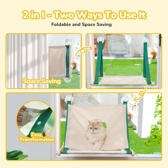 CATISM Foldable Cat Window Lounger with Cushion up to 20 kg, Cat Hammock Window Seat, Cat Window Hammocks Bed for Indoor Cats, Large Cats Perch with Sturdy Suction Cup (50 x 38 cm) CATISM Foldable Cat Window Lounger with Cushion up to 20 kg, Cat Hammock Window Seat, Cat Window Hammocks Bed for Indoor Cats, Large Cats Perch with Sturdy Suction Cup (50 x 38 cm)