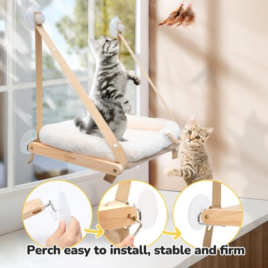CATISM Foldable Cat Window Lounger with Cushion up to 20 kg, Cat Hammock Window Seat, Cat Window Hammocks Bed for Indoor Cats, Large Cats Perch with Sturdy Suction Cup (50 x 38 cm) CATISM Foldable Cat Window Lounger with Cushion up to 20 kg, Cat Hammock Window Seat, Cat Window Hammocks Bed for Indoor Cats, Large Cats Perch with Sturdy Suction Cup (50 x 38 cm)