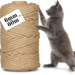 CIOXSOIO Sisal Rope for Scratching Post, 6 mm x 60 m, Natural Sisal Cord for DIY Cats, Scratching Rope, Decoration Household, Garden, Crafts CIOXSOIO Sisal Rope for Scratching Post, 6 mm x 60 m, Natural Sisal Cord for DIY Cats, Scratching Rope, Decoration Household, Garden, Crafts