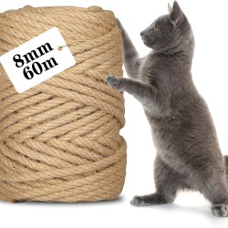 CIOXSOIO Sisal Rope for Scratching Post, 8 mm x 60 m, Natural Sisal Cord for DIY Cats, Scratching Rope, Decoration Household, Garden, Crafts CIOXSOIO Sisal Rope for Scratching Post, 8 mm x 60 m, Natural Sisal Cord for DIY Cats, Scratching Rope, Decoration Household, Garden, Crafts