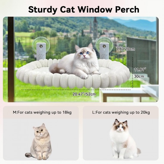 CareCooo Cat Window Lounger, Cat Hammock Window with Washable Cover, Fluffy Cat Bed, Window Sill with Suction Cups, Sturdy Windowsill Lounger for Cats up to 18 kg, M (52 x 30 cm), Grey CareCooo Cat Window Lounger, Cat Hammock Window with Washable Cover, Fluffy Cat Bed, Window Sill with Suction Cups, Sturdy Windowsill Lounger for Cats up to 18 kg, M (52 x 30 cm), Grey