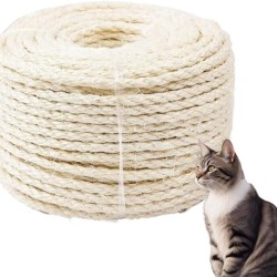 Casgee Sisal Rope for Scratching Post - 8 mm x 100 m, Natural Sisal Rope for Cats, Decorative Scratching Post Rope for Houses Casgee Sisal Rope for Scratching Post - 8 mm x 100 m, Natural Sisal Rope for Cats, Decorative Scratching Post Rope for Houses