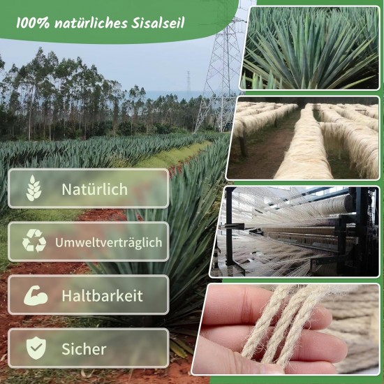 Casgee Sisal Rope for Scratching Post 8 mm x 50 m, Natural Sisal Rope, Rope for Scratching Post, Sisal Scratching Post Replacement for Cats, Scratching Post Rope, Sisal Cord for Scratching Post Casgee Sisal Rope for Scratching Post 8 mm x 50 m, Natural Sisal Rope, Rope for Scratching Post, Sisal Scratching Post Replacement for Cats, Scratching Post Rope, Sisal Cord for Scratching Post