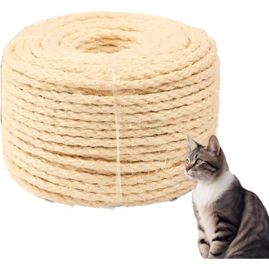 Casgee Sisal Rope for Scratching Post 8 mm x 50 m, Natural Sisal Rope, Rope for Scratching Post, Sisal Scratching Post Replacement for Cats, Scratching Post Rope, Sisal Cord for Scratching Post Casgee Sisal Rope for Scratching Post 8 mm x 50 m, Natural Sisal Rope, Rope for Scratching Post, Sisal Scratching Post Replacement for Cats, Scratching Post Rope, Sisal Cord for Scratching Post