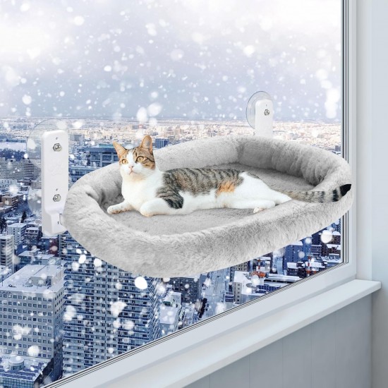 Casgee Window Lounger for Cats 60 x 30 cm, Cat Hammock with Sturdy Suction Cups, Cat Window Lounger, Foldable Cat Bed Window, Window Sill, Cat Lounger Up to 20 kg, Cat Hammock Window, Grey Casgee Window Lounger for Cats 60 x 30 cm, Cat Hammock with Sturdy Suction Cups, Cat Window Lounger, Foldable Cat Bed Window, Window Sill, Cat Lounger Up to 20 kg, Cat Hammock Window, Grey
