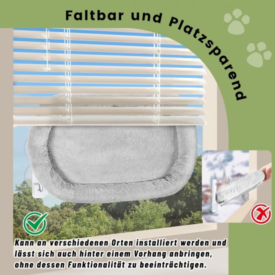 Casgee Window Lounger for Cats 60 x 30 cm, Cat Hammock with Sturdy Suction Cups, Cat Window Lounger, Foldable Cat Bed Window, Window Sill, Cat Lounger Up to 20 kg, Cat Hammock Window, Grey Casgee Window Lounger for Cats 60 x 30 cm, Cat Hammock with Sturdy Suction Cups, Cat Window Lounger, Foldable Cat Bed Window, Window Sill, Cat Lounger Up to 20 kg, Cat Hammock Window, Grey