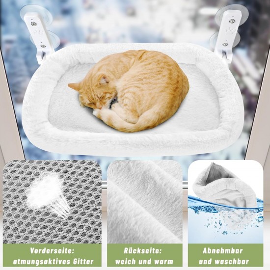 Casgee Window Lounger for Cats 60 x 30 cm, Cat Hammock with Sturdy Suction Cups, Cat Window Lounger, Foldable Cat Bed Window, Window Sill, Cat Lounger Up to 20 kg, Cat Hammock Window, Grey Casgee Window Lounger for Cats 60 x 30 cm, Cat Hammock with Sturdy Suction Cups, Cat Window Lounger, Foldable Cat Bed Window, Window Sill, Cat Lounger Up to 20 kg, Cat Hammock Window, Grey