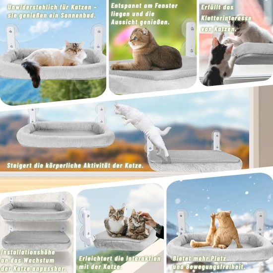 Casgee Window Lounger for Cats 60 x 30 cm, Cat Hammock with Sturdy Suction Cups, Cat Window Lounger, Foldable Cat Bed Window, Window Sill, Cat Lounger Up to 20 kg, Cat Hammock Window, Grey Casgee Window Lounger for Cats 60 x 30 cm, Cat Hammock with Sturdy Suction Cups, Cat Window Lounger, Foldable Cat Bed Window, Window Sill, Cat Lounger Up to 20 kg, Cat Hammock Window, Grey