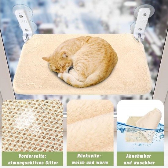 Casgee Window Lounger for Cats 60 x 30 cm, Cat Hammock with Sturdy Suction Cups, Cat Window Lounger, Foldable Cat Bed Window, Window Sill, Cat Lounger Up to 20 kg, Cat Hammock Window, Grey Casgee Window Lounger for Cats 60 x 30 cm, Cat Hammock with Sturdy Suction Cups, Cat Window Lounger, Foldable Cat Bed Window, Window Sill, Cat Lounger Up to 20 kg, Cat Hammock Window, Grey