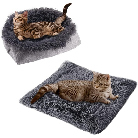 Cat Bed 2 in 1 Plush Soft Round Sleeping Cat Sofa Fluffy Cat Bed Small Dog Bed Cat Blanket Pet Bed Cat Bed Pet Bed for Cats and Small Dogs (Dark Grey) Cat Bed 2 in 1 Plush Soft Round Sleeping Cat Sofa Fluffy Cat Bed Small Dog Bed Cat Blanket Pet Bed Cat Bed Pet Bed for Cats and Small Dogs (Dark Grey)