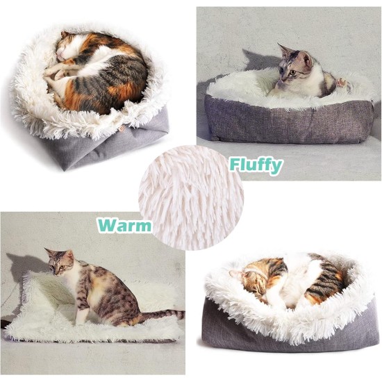 Cat Bed 2 in 1 Plush Soft Round Sleeping Cat Sofa Fluffy Cat Bed Small Dog Bed Cat Blanket Pet Bed Cat Bed Pet Bed for Cats and Small Dogs (Dark Grey) Cat Bed 2 in 1 Plush Soft Round Sleeping Cat Sofa Fluffy Cat Bed Small Dog Bed Cat Blanket Pet Bed Cat Bed Pet Bed for Cats and Small Dogs (Dark Grey)