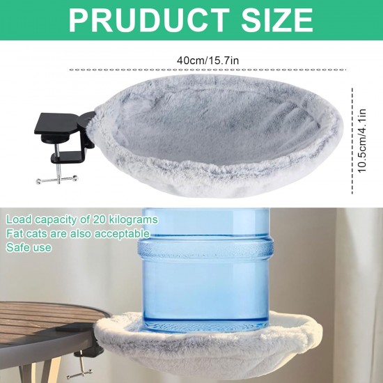 Cat Bed for Desk, Diameter 40 cm, up to 20 kg, Removable Portable Cat Bed Stand, Soft Cat Hammock, Cat Sleeping Place for Home Office, White Cat Bed for Desk, Diameter 40 cm, up to 20 kg, Removable Portable Cat Bed Stand, Soft Cat Hammock, Cat Sleeping Place for Home Office, White