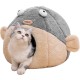Cat Beds for Indoor Cats - Cat Bed Cave with Removable Washable Cushion, Soft Plush Cotton, No Deformation, Pet Bed, Puffer Fish Cat House Design, Grey, Multiple Sizes (L) Cat Beds for Indoor Cats - Cat Bed Cave with Removable Washable Cushion, Soft Plush Cotton, No Deformation, Pet Bed, Puffer Fish Cat House Design, Grey, Multiple Sizes (L)