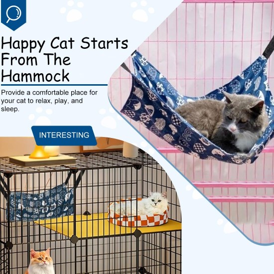 Cat Cage with Hammock, Small Animal Hammock, Breathable Cat Hammock, for Small Animals up to 5kg, Suitable for Kittens, Puppies, Ferrets, Rabbits etc. (M) Cat Cage with Hammock, Small Animal Hammock, Breathable Cat Hammock, for Small Animals up to 5kg, Suitable for Kittens, Puppies, Ferrets, Rabbits etc. (M)