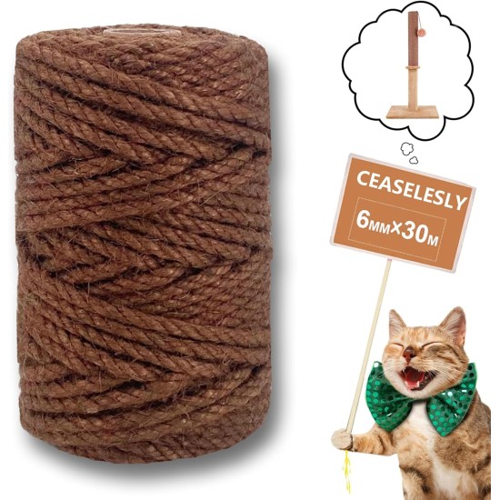 Cat Cord, Brown Cord for Cats, Jute Cord for Household, Garden, DIY, Reusable Hemp Rope for Repairing or Replacing Scratching Post, Scratching Tower, DIY Craft Rope, Home Decoration Cat Cord, Brown Cord for Cats, Jute Cord for Household, Garden, DIY, Reusable Hemp Rope for Repairing or Replacing Scratching Post, Scratching Tower, DIY Craft Rope, Home Decoration