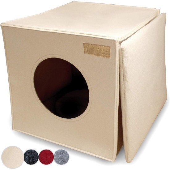 Cat Den, Cosy Retreat and Cat Bed Made of High-Quality Felt, Suitable for IKEA Kallax or Expedit, Place to Sleep Cat Den, Cosy Retreat and Cat Bed Made of High-Quality Felt, Suitable for IKEA Kallax or Expedit, Place to Sleep