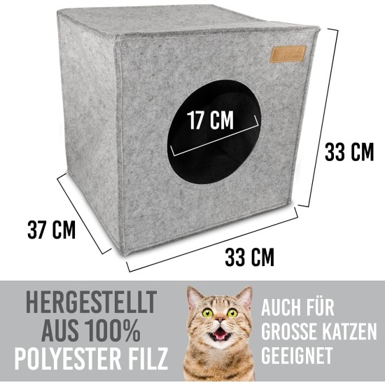 Cat Den, Cosy Retreat and Cat Bed Made of High-Quality Felt, Suitable for IKEA Kallax or Expedit, Place to Sleep Cat Den, Cosy Retreat and Cat Bed Made of High-Quality Felt, Suitable for IKEA Kallax or Expedit, Place to Sleep