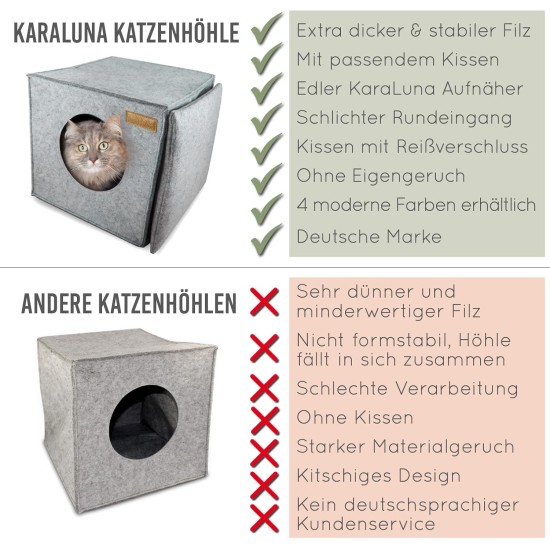 Cat Den, Cosy Retreat and Cat Bed Made of High-Quality Felt, Suitable for IKEA Kallax or Expedit, Place to Sleep Cat Den, Cosy Retreat and Cat Bed Made of High-Quality Felt, Suitable for IKEA Kallax or Expedit, Place to Sleep