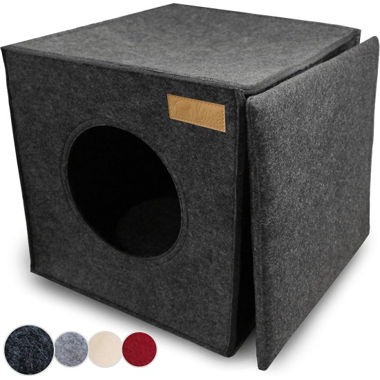 Cat Den, Cosy Retreat and Cat Bed Made of High-Quality Felt, Suitable for IKEA Kallax or Expedit, Place to Sleep Cat Den, Cosy Retreat and Cat Bed Made of High-Quality Felt, Suitable for IKEA Kallax or Expedit, Place to Sleep