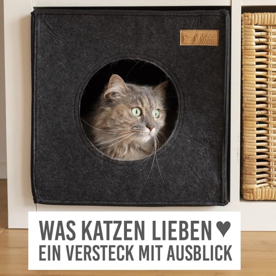 Cat Den, Cosy Retreat and Cat Bed Made of High-Quality Felt, Suitable for IKEA Kallax or Expedit, Place to Sleep Cat Den, Cosy Retreat and Cat Bed Made of High-Quality Felt, Suitable for IKEA Kallax or Expedit, Place to Sleep