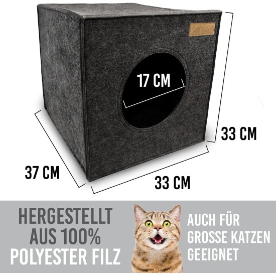 Cat Den, Cosy Retreat and Cat Bed Made of High-Quality Felt, Suitable for IKEA Kallax or Expedit, Place to Sleep Cat Den, Cosy Retreat and Cat Bed Made of High-Quality Felt, Suitable for IKEA Kallax or Expedit, Place to Sleep