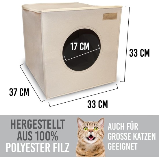 Cat Den, Cosy Retreat and Cat Bed Made of High-Quality Felt, Suitable for IKEA Kallax or Expedit, Place to Sleep Cat Den, Cosy Retreat and Cat Bed Made of High-Quality Felt, Suitable for IKEA Kallax or Expedit, Place to Sleep