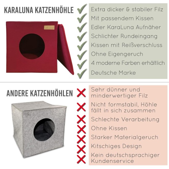 Cat Den, Cosy Retreat and Cat Bed Made of High-Quality Felt, Suitable for IKEA Kallax or Expedit, Place to Sleep Cat Den, Cosy Retreat and Cat Bed Made of High-Quality Felt, Suitable for IKEA Kallax or Expedit, Place to Sleep