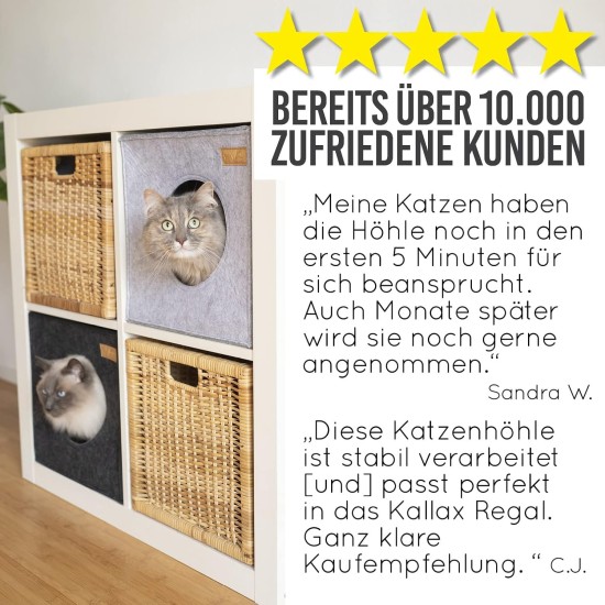Cat Den, Cosy Retreat and Cat Bed Made of High-Quality Felt, Suitable for IKEA Kallax or Expedit, Place to Sleep Cat Den, Cosy Retreat and Cat Bed Made of High-Quality Felt, Suitable for IKEA Kallax or Expedit, Place to Sleep
