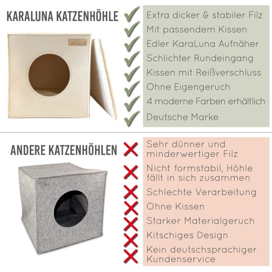 Cat Den, Cosy Retreat and Cat Bed Made of High-Quality Felt, Suitable for IKEA Kallax or Expedit, Place to Sleep Cat Den, Cosy Retreat and Cat Bed Made of High-Quality Felt, Suitable for IKEA Kallax or Expedit, Place to Sleep