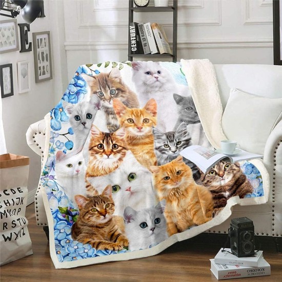 Cat Flannel Fleece Blanket Cartoon Kitten Cuddly Blanket Warm Funny Cats Animal Blanket 150 x 200 cm for Cat Lovers Breed Collage Pet Vintage Decor Blanket for Sofa Bed Couch Cat Flannel Fleece Blanket Cartoon Kitten Cuddly Blanket Warm Funny Cats Animal Blanket 150 x 200 cm for Cat Lovers Breed Collage Pet Vintage Decor Blanket for Sofa Bed Couch