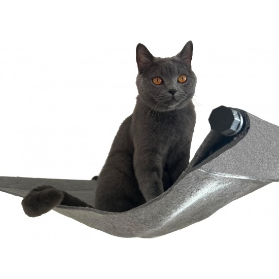 Cat Hammock | High Quality | Fashionable Cat Hammock for Wall Mounting | Stylish | Holds up to 30 kg | Black Metal and Soft Wool Felt | Black and Grey Cat Hammock | High Quality | Fashionable Cat Hammock for Wall Mounting | Stylish | Holds up to 30 kg | Black Metal and Soft Wool Felt | Black and Grey