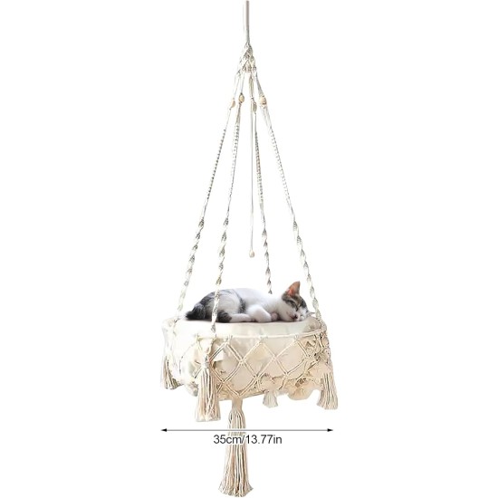 Cat Hammock, Macrame Cat Bed, Hammock for Cat, Cat Swing, Hand Knitted Hanging Cat Nest, Pet Swing (35 cm) Cat Hammock, Macrame Cat Bed, Hammock for Cat, Cat Swing, Hand Knitted Hanging Cat Nest, Pet Swing (35 cm)