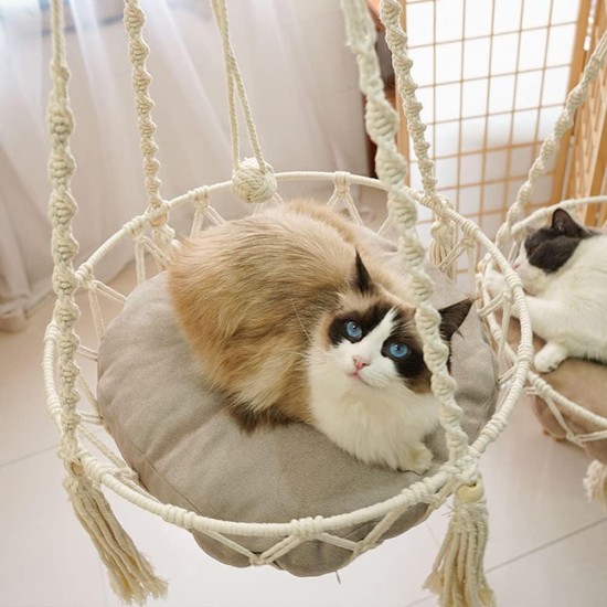 Cat Hammock, Macrame Cat Bed, Hammock for Cat, Cat Swing, Hand Knitted Hanging Cat Nest, Pet Swing (35 cm) Cat Hammock, Macrame Cat Bed, Hammock for Cat, Cat Swing, Hand Knitted Hanging Cat Nest, Pet Swing (35 cm)
