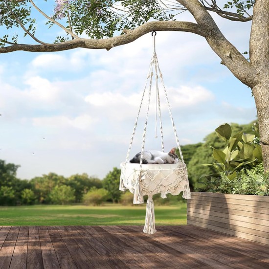 Cat Hammock, Macrame Cat Bed, Hammock for Cat, Cat Swing, Hand Knitted Hanging Cat Nest, Pet Swing (35 cm) Cat Hammock, Macrame Cat Bed, Hammock for Cat, Cat Swing, Hand Knitted Hanging Cat Nest, Pet Swing (35 cm)